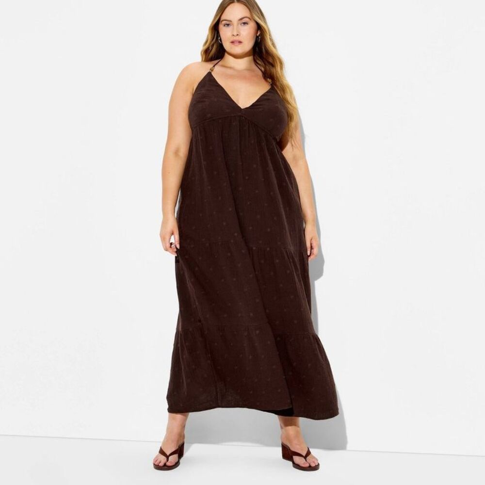 Wild Fable - Women's Gauze Halter Maxi Dress - Wild Fable Dark Brown - Picture 1 of 4
